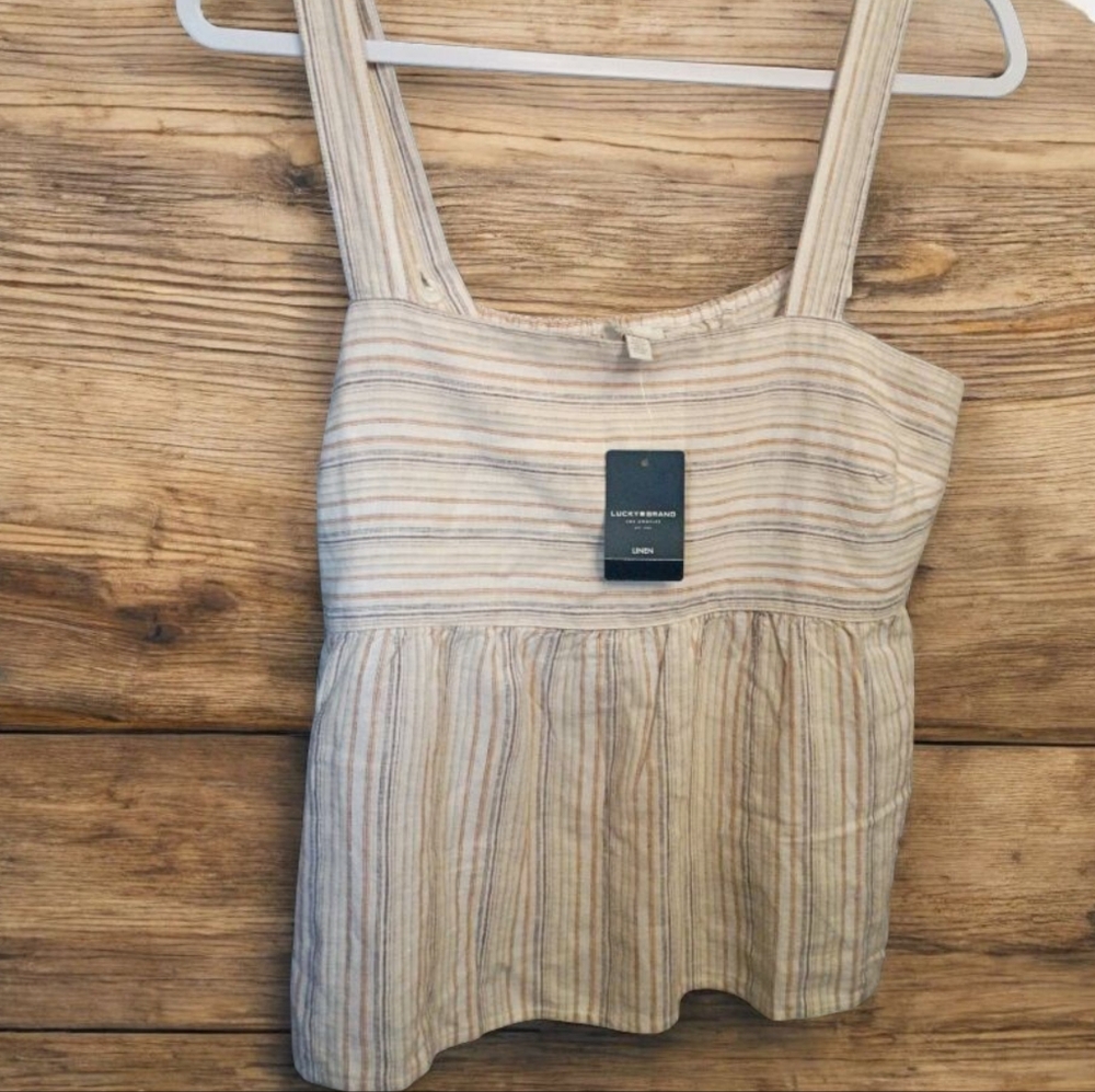 Lucky Brand Striped Tank Top - Cream and Tan